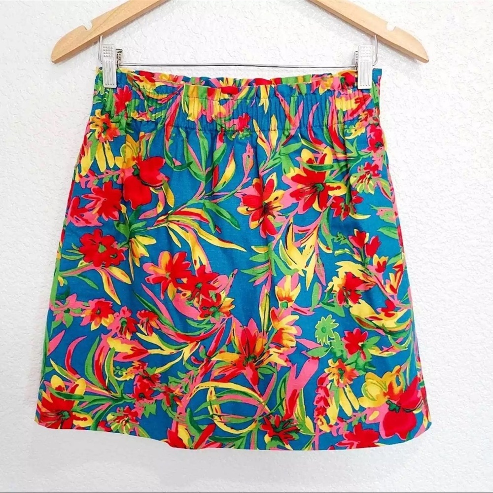 J.Crew Bold Tropical Floral Linen A-line Mini Skirt | Size 10